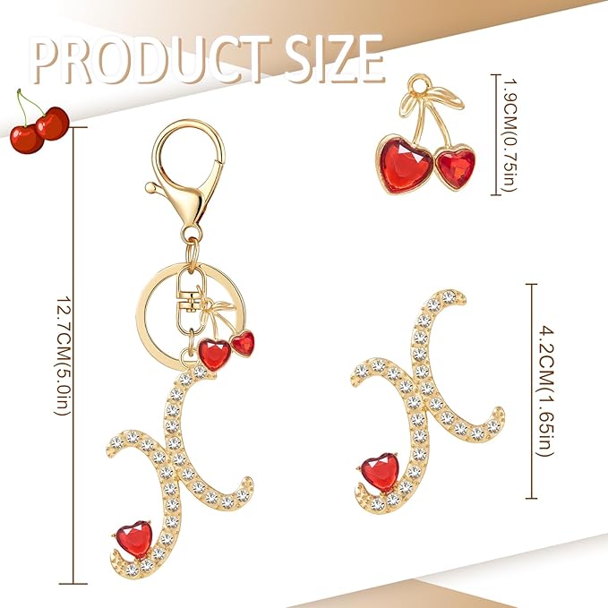 Gold Plated Alphabet Initial Letter Keyring Keychain for Women Girls Crystal Key Chains for Wallet Backpack Bag Charm