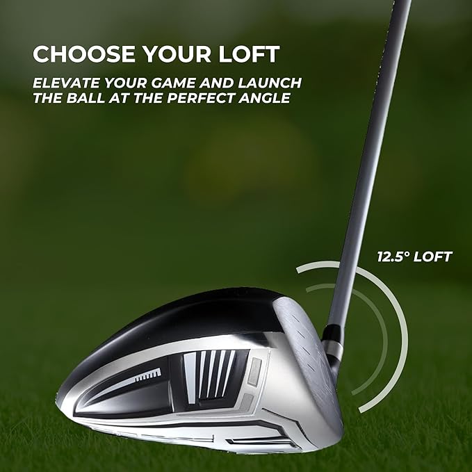Titanium Driver Golf Club, Loft Lightweight Graphite Shaft, Oversized Sweet Spot, Aerodynamic, USGA Conforming Mens Driver + Deluxe Headcover