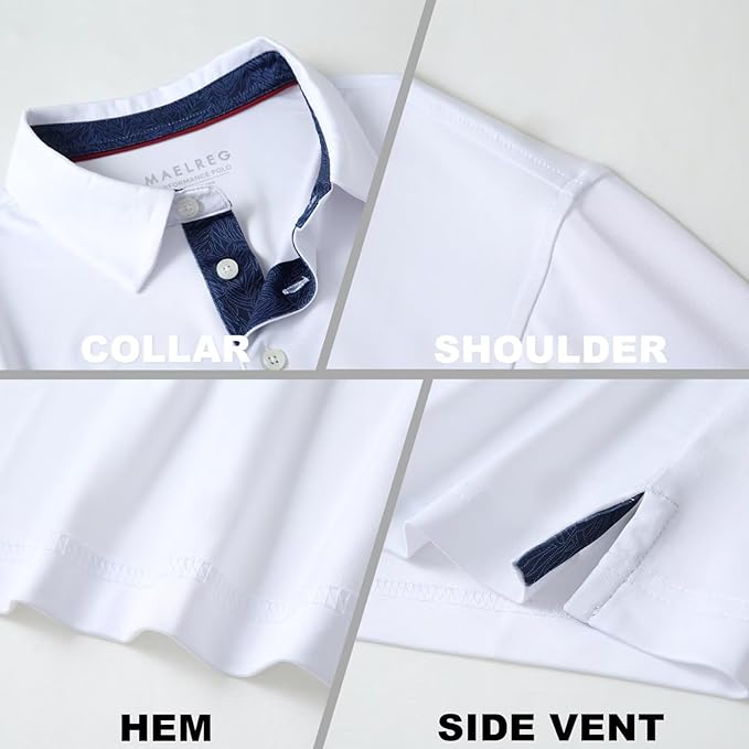 Mens Polo Shirts Short and Long Sleeve Casual Solid Stylish Dry Fit Performance Designed Collared Golf Polo Shirts for Men