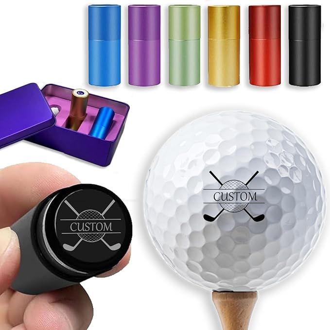 Custom Golf Ball Stamp Marker, Personalized Monogram Stamp with Logo Text Design, Durable Waterproof - Self-Inking Golf Ball - for Golf Lover Gift