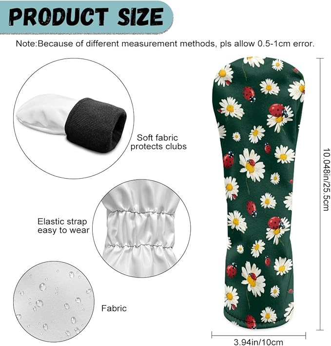 Golf Club Head Covers for Club Protective, Waterproof PU Leather Driver Fairway Wood Hybrid Head Cover