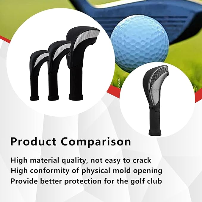 Golf Head Covers for Fairway Woods Driver Hybrids 5 Pieces Nylon Mesh Sports Fan Golf Club Headcovers-Golf Accessories for Men Women.