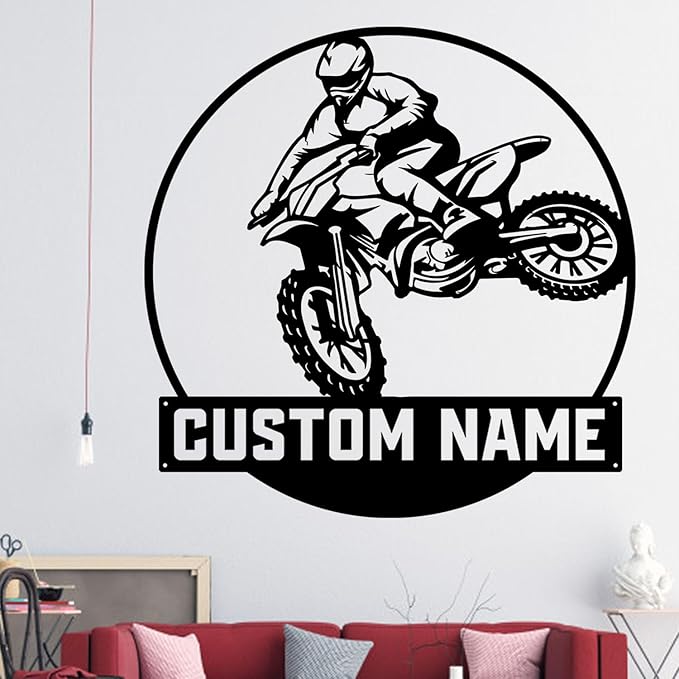 Custom Girl Motocross Biker Metal Sign, Unique LED Wall Art for Home Decor, gift for Bikers, Riders, and Enthusiasts, Durable Hanging Design, Great for Indoor or Outdoor Use