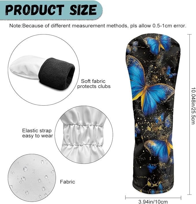 Golf Club Head Covers for Club Protective, Waterproof PU Leather Driver Fairway Wood Hybrid Head Cover