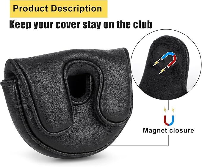 Golf Mallet Putter Cover, May The Course Be with You Magnetic Closure Premium Leather Headcovers Golf Mallet Putter Cover Fits for Golf OZ1 MEZZ 1 MEZZ1 MAX Putter