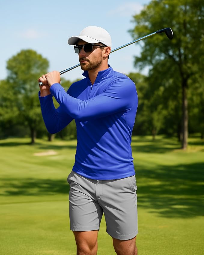 Boladeci Men's UPF 50+ Sun Shirts 1/4 Zip Long Sleeve SPF UV Protection Lightweight Quick Dry Quarter Zip Golf Shirts