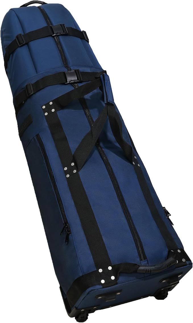 CaddyDaddy First Class Military Grade Ballistic Nylon Travel Cover with EVA Dense Foam Top Padding 2 Year Full Replacement Coverage Self Standing Base XL Wheels Case for Transporting Clubs on Airlines