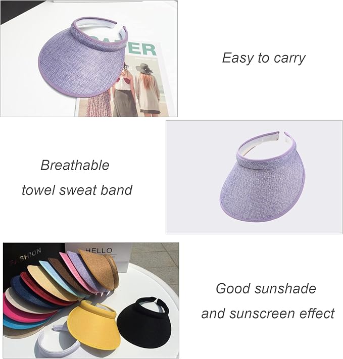 Cloth Covered Slip-On Visor for Women, Adjustable Cap Sports Sun Visors for Men