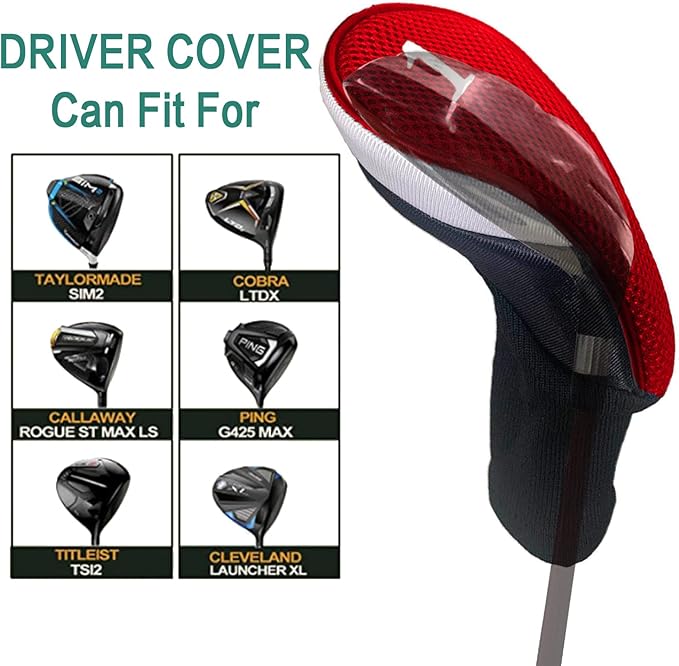 Golf Club Head Covers for Woods and Driver Hybrids Fairway Value Pack Protective Clubs Headcovers with Interchangeable No.Tags 1 3 5