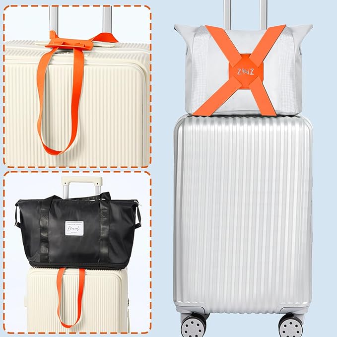 ZINZ Luggage Strap, High Elastic Suitcase Belt Adjustable Bag Bungees for Easier Travel，Orange