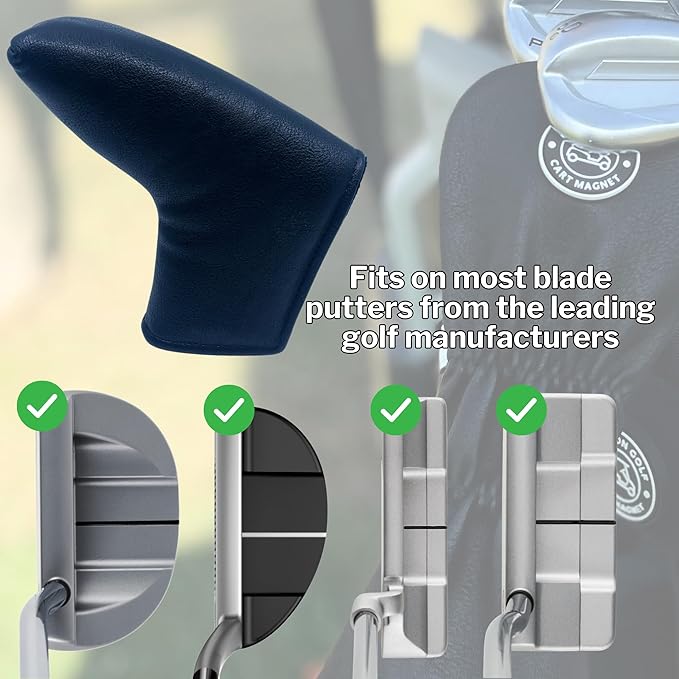 Classic Blade and Mallet Putter Headcovers with Madson Golf Cart Magnet for Secure Positioning and Quick Access, Protective PU Leather Head Covers, Magnetic Golf Accessories
