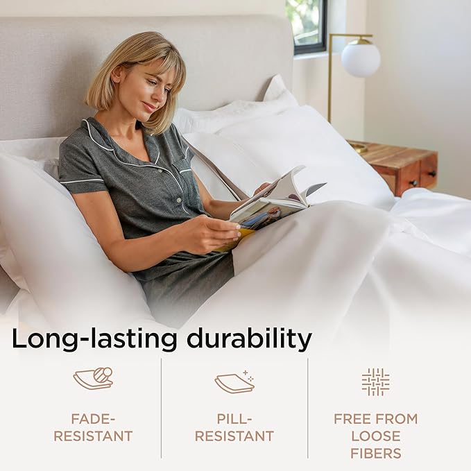Threadmill Luxury 800 Thread Count Full Size 100% Cotton Sheets - Hotel White Sateen Weave Bed-Sheets, Better Than Egyptian Cotton, 4 Pc Solid Bed Set, Fits 16" Deep Pocket