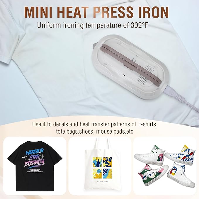 Biupky Travel Iron, Mini Dry Iron for Clothes with Global Voltage 100-240V, 300W Fast Heat Up in 60s, Ceramic Non-Stick Soleplate, Ultra Lightweight 0.8lbs for Travel, Home, Dorms, RV