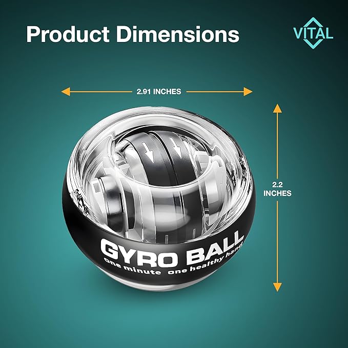 Vital Wrist Ball Exerciser Gyro Ball Hand Gyroscopic Wrist Strengthener & Forearm Trainer with Zinc Rotor Grip Strength Training, Wrist Exerciser & Arm Exercise Equipment Portable Fitness Accessory