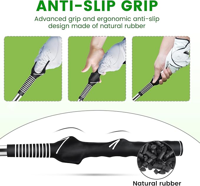 Retractable Golf Swing Training Aid,Rhythm Click Sound Warm Up Golf Swing Trainer,Golf Grip Trainer Attachment -Strength & Tempo Training for Chipping Hitting,Golf Accessories for Men