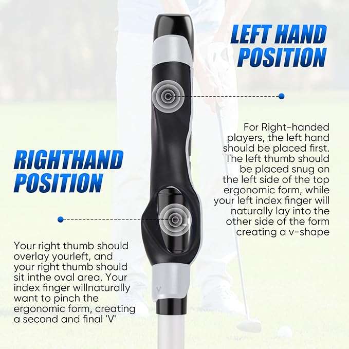 Golf Grip Trainer for Right & Left Hand, Swing Training Aid for Correct Hand Position, Anti-Slip Golf Grip Attachment, Muscle Memory Golf Practice Tool for Beginners & Pros