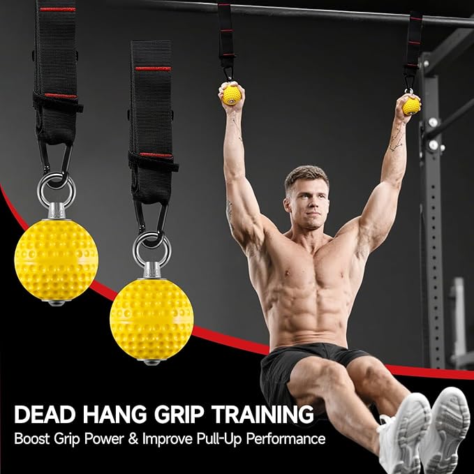 FitBeast Pull Up Ball Grips & Finger Straps Set – Grip Balls for Dead Hangs, Pull Ups, Climbing & Home Gym Training