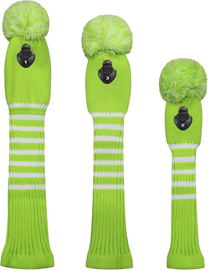 Scott Edward Golf Headcovers for Woods Set of 3 Fits Well Driver(460cc) Fairway Wood and Hybrid(UT) The Perfect Change for Golf Bag Classic Striped Style
