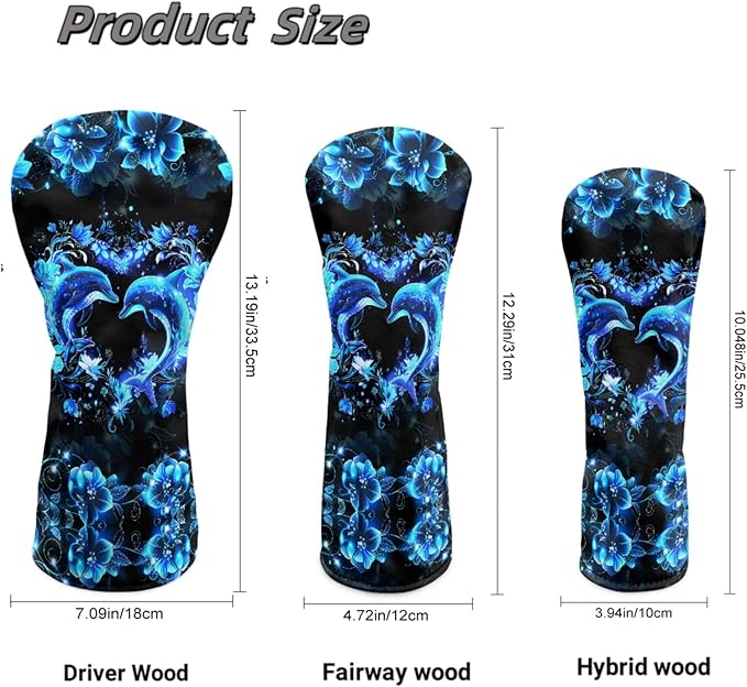 Golf Club Head Covers for Club Protective, Waterproof PU Leather Driver Fairway Wood Hybrid Head Cover