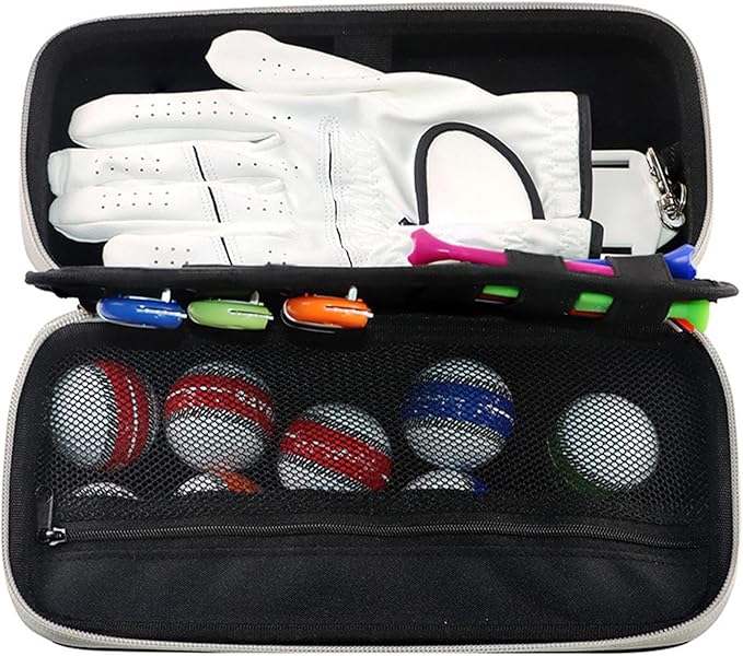 Golf Glove Case, Accessories Caddy Organizer, Storage Pouch Bag, 25x11.4x7.5cm, for Tees Divot Tools Ball Markers, Travel Size for Men Women, Outdoor Golfers, Sports Enthusiasts Practical Solution