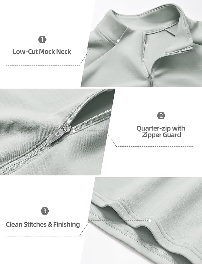 Zengjo Mens Quarter Zip Athletic Pullover Mid-Weight 1/4-Zip Running Workout Shirt Moisture Wicking