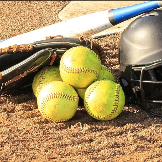 Official Size 12" Softballs - Fastpitch Practice & Training Balls, Leather Covered