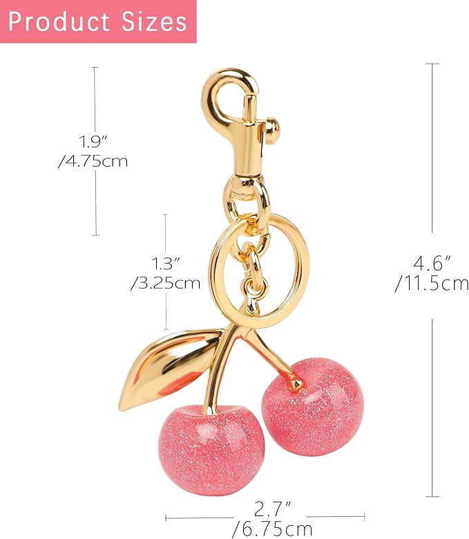 Cherry Bag Charm Purse Handbag Charm Cherry Car Accessories KeyChain Gift for Women Mothers Day Christmas Valentine