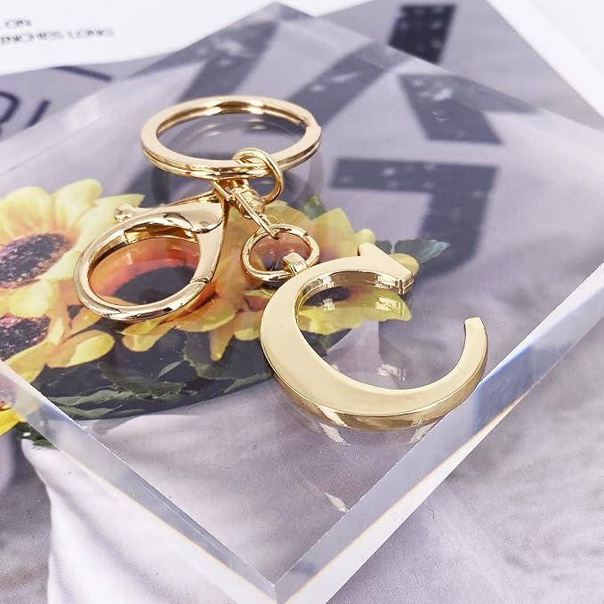 LAXPICOL Gold Letter A-Z Keychain for Women Bag Charms Purse Charms For Handbags Metal Alphabet Initial Letter Keychain
