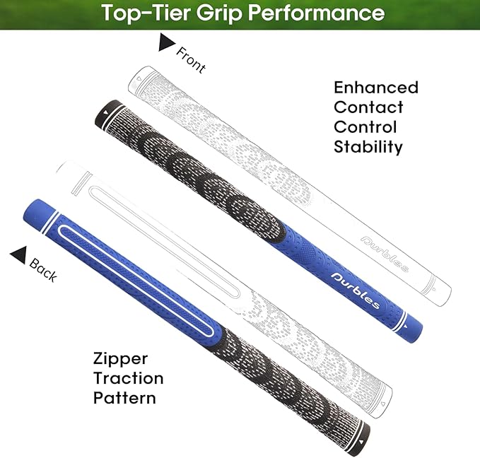 Golf Grips with Regripping Kit – All Weather Multi-Compound Golf Club Grips for Men & Women – Corded Rubber Grip Set – Standard & Midsize Wood and Iron Grip Kit – All Level Golfing Accessories