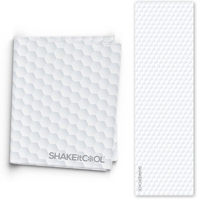 SHAKEitCOOL Extended Size Cooling Towel – Be Cool in Style - Heat Relief, Soft, Lightweight, Sun Protection, Easy Clean - Perfect for Biking, Hiking, Running, Yoga, Golf, Gardening - Golf M