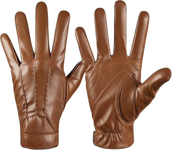 Winter Leather Gloves for Men,Touchscreen Snow Driving Gloves with Cashmere Lining for Motorcycle Driving Riding…