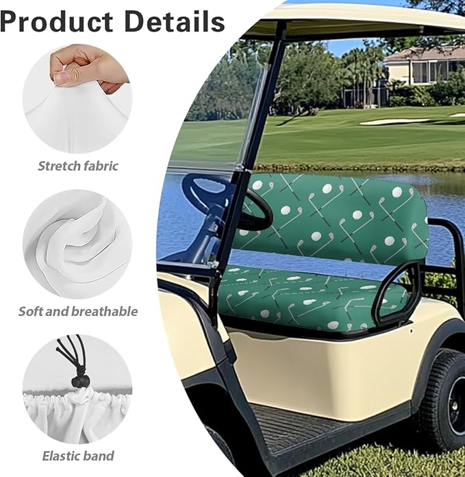 Fashion Print Golf Cart Seat Covers 2 Passenger Golf Cart Backrest Cover Golf Cart Seat Towel Gift for Friends