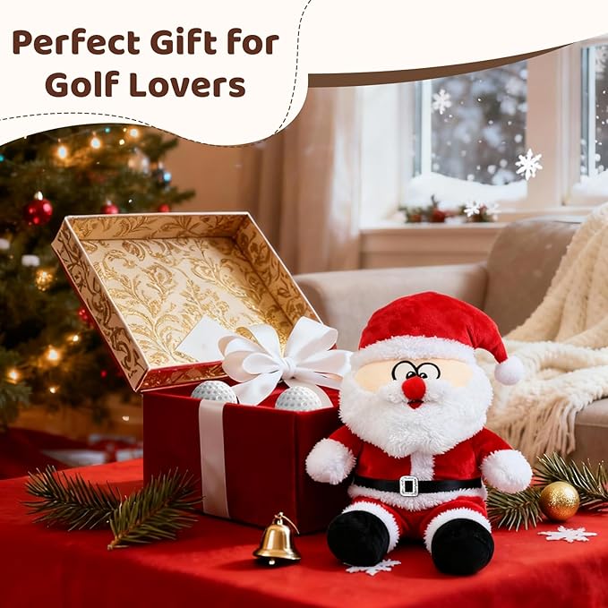 Christmas Golf Club Covers, Fun Plush Headcovers with Soft Protection for Fairway Wood Clubs, Festive Golf Gift for Men and Women