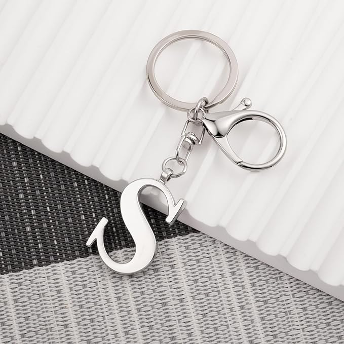 LAXPICOL Gold Letter A-Z Keychain for Women Bag Charms Purse Charms For Handbags Metal Alphabet Initial Letter Keychain