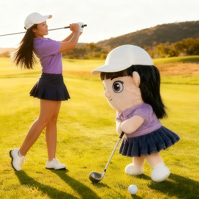 Craftsman Golf Girl in a Purple Dress Doll Plush Golf Driver Cover Headcover Travel Protector Golfer Gifts