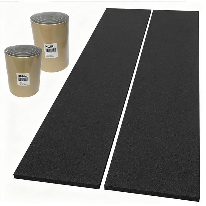 XCEL Foam Roll with Adhesive Backing – Black, 60" x 8" x 1/4" (2 Pack) Closed Cell Foam Rubber Water Resistant Padding – Home, Marine, Garage, Automotive, Crafts & Cosplay 60" x 8" x 1/4" (2 Pack)