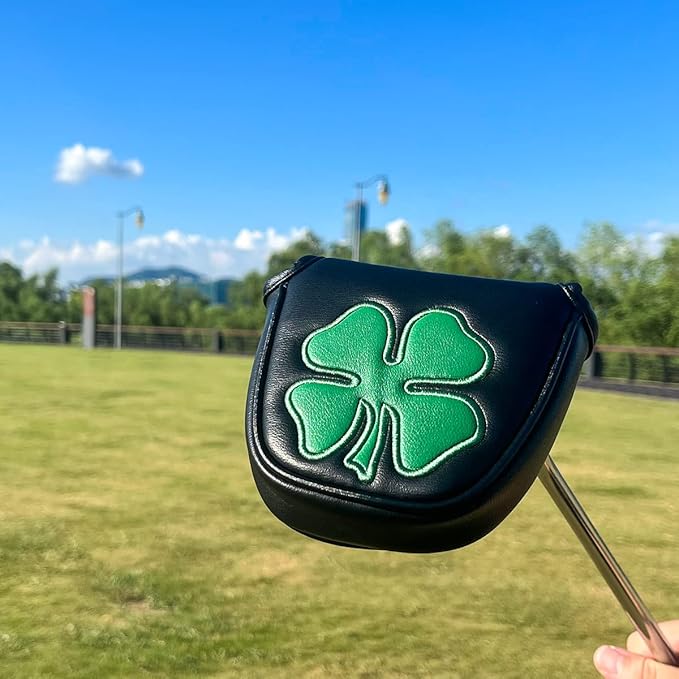 4 Leaf Clover Golf Mallet Putter Cover Headcover Club Protector Magnetic Clover for Odyssey 2ball,Red Oworks,Stroke Lab,Scotty Cameron,Taylormade Putters