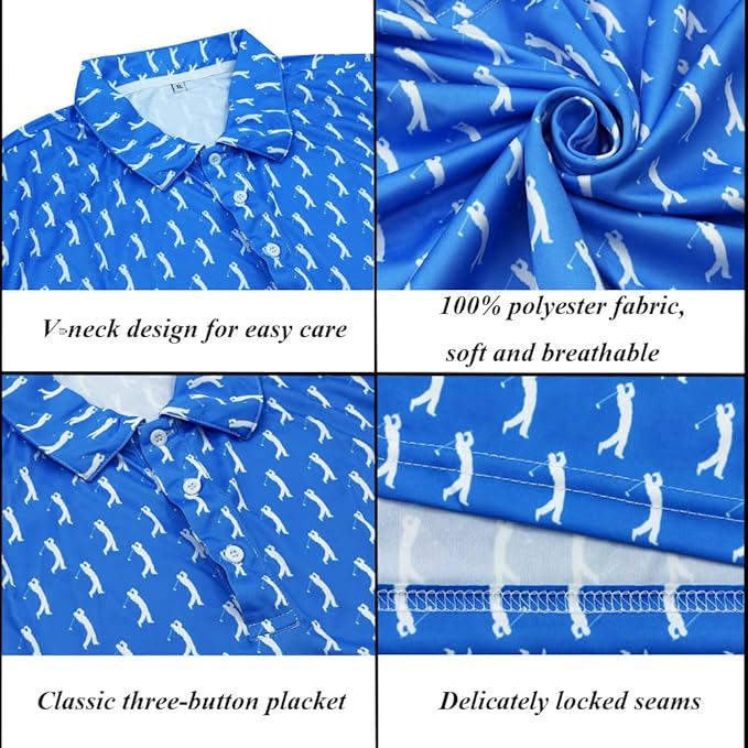Men's Long Sleeve Golf Shirt Quick Dry 3 Button Work Fishing Outdoor Casual Collar Shirt