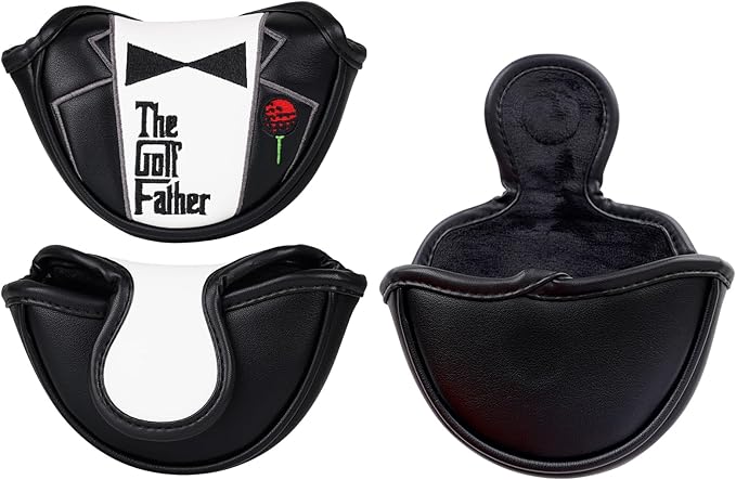 The Golf Father Golf Club Covers, Driver Fairway Hybrid Headcover, Funny Putter Cover Magnetic, Black & White Color Iron Covers,Golf Gifts for Men