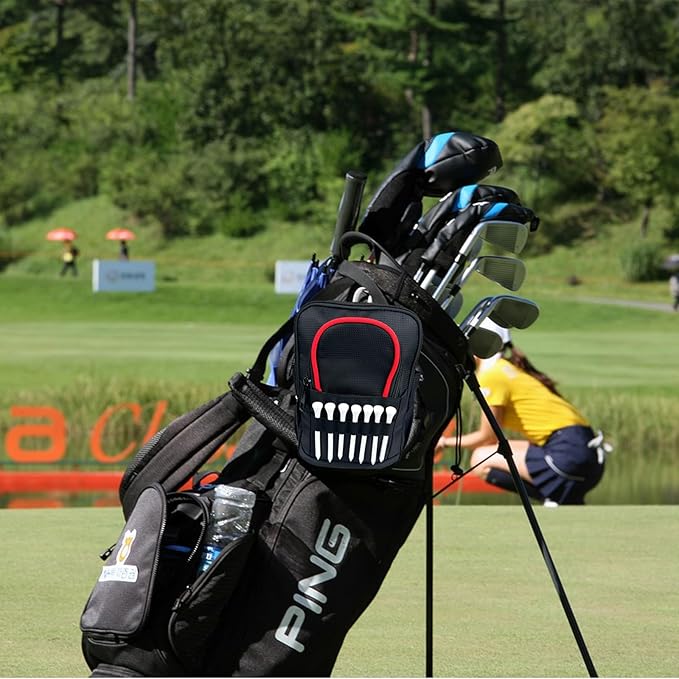 Golf Valuables Pouch & Golf Ball Carrier Bag with 3 Zipper Pockets, Holds 20–25 Balls for Tees & Accessories (Men & Women)