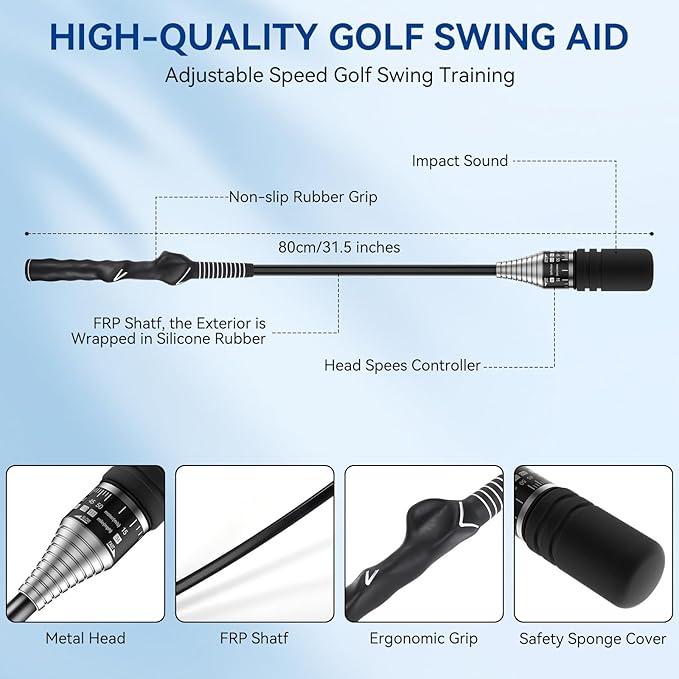 New Upgrade Golf Swing Trainer, Golf Grip Trainer for Warm Up, Adjustable Speed Controller Training Aid for Right Handed Golfers, Golf Swing Aid with Ergonomic Grip, Indoor & Outdoor Use