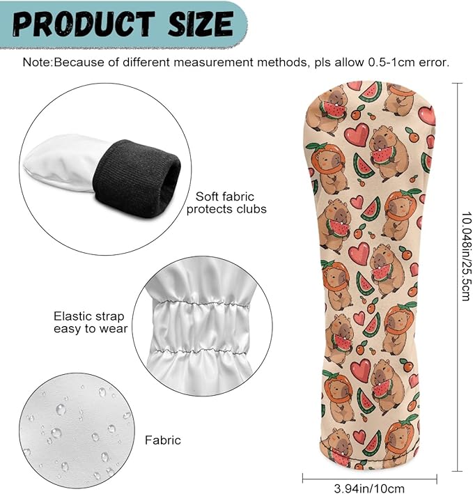 Golf Club Head Covers for Club Protective, Waterproof PU Leather Driver Fairway Wood Hybrid Head Cover