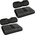 4PCS Waterproof Leather Golf Cart Seat Covers Compatible with EZGO TXT 1994-2013 Front & Aftermarket Rear Seat Kits | Beige Stitching | No Staple Installation