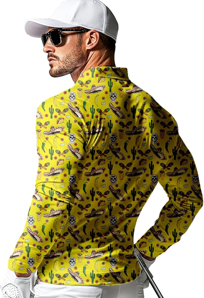 Men's Long Sleeve Golf Shirt Quick Dry 3 Button Work Fishing Outdoor Casual Collar Shirt