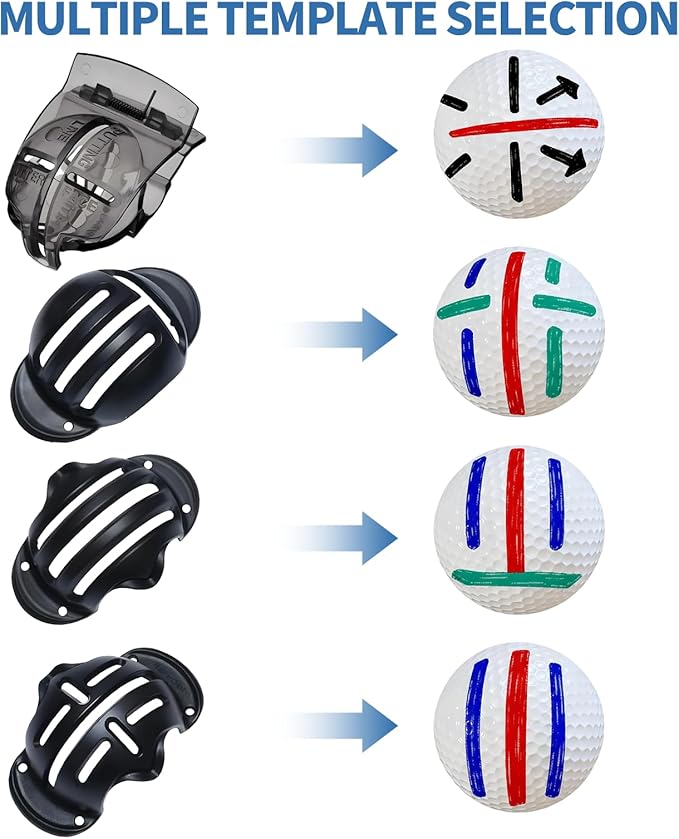 8 Pack Golf Ball Line Marker Tool,Golf Ball Stencil Alignment Kit,4 Golf Ball Marker Stencil and 4 Color Golf Ball Markers,Easy Ball ID &Putting Practice