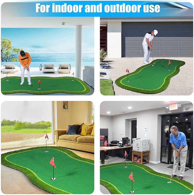 Golf Putting Green/Mat-Golf Training Mat- Professional Golf Practice Mat- Green Long Challenging Putter for Indoor/Outdoor