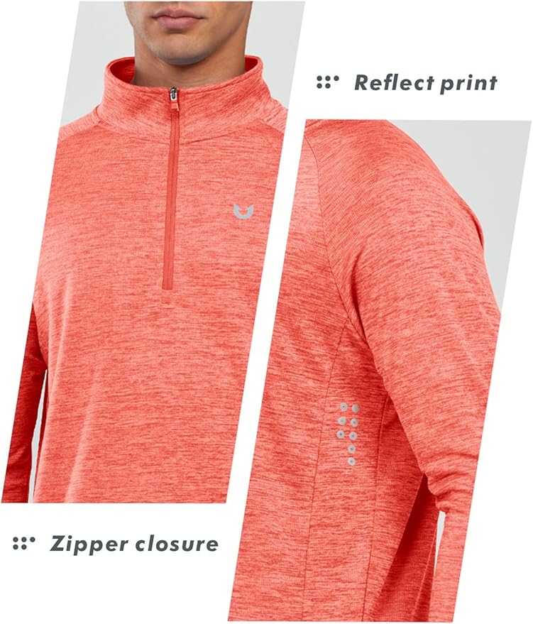 NORTHYARD Quarter Zip Pullover Men Running Shirt Long Sleeve Moisture Wicking Quick Dry Athletic Workout Shirts