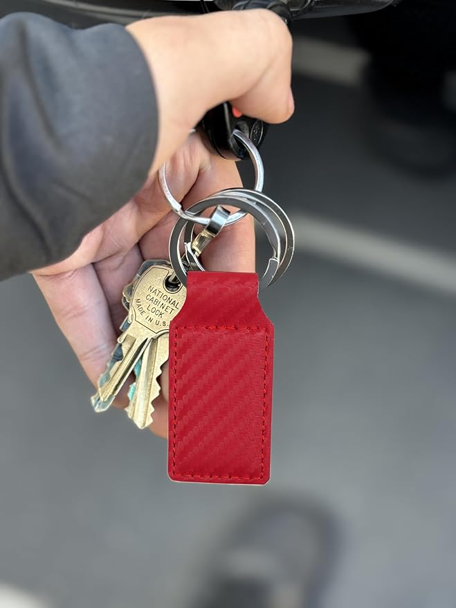 LaserGram Rectangle Keychain, Coat of Arms Germany, Personalized Engraving Included (Carbon Fiber Red)