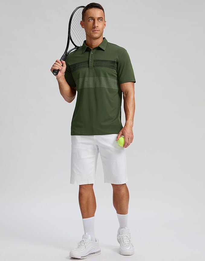 Men's Golf Shirts Dry Fit Moisture Wicking Performance Short Sleeve Collared Polo Shirts for Casual Athletic Business