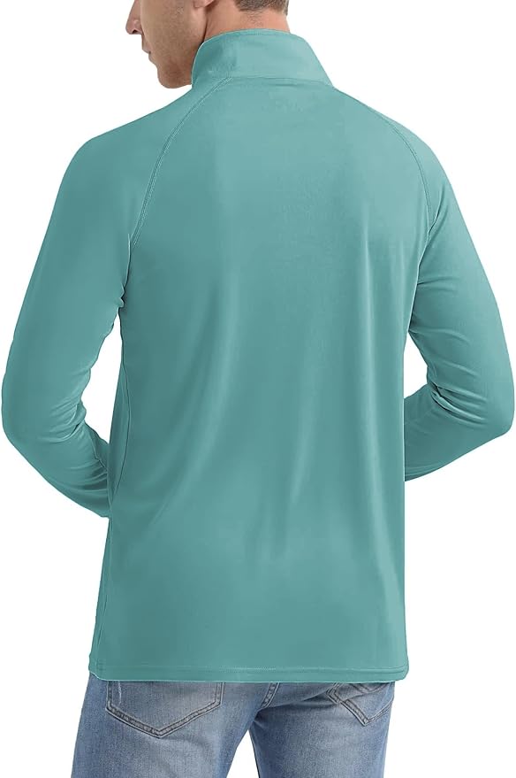 MAGCOMSEN Men's Long Sleeve Sun Shirts UPF 50+ Tees 1/4 Zip Up Fishing Running Rash Guard T-Shirts Outdoor Shirt